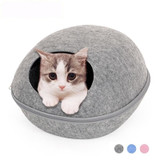 HOOPET Cat Bed Cave Sleeping Bag Zipper Egg Shape Felt Cloth Pet House