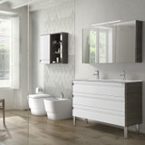 16" Open Side Cabinet with Shelves and Mirror, Wall Mount, Walnut, Serie Barcelona by VALENZUELA