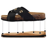 VLLY Women's Cork Sandals Slip-On Suede Slides