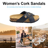 VLLY Women's Cork Sandals Slip-On Suede Slides