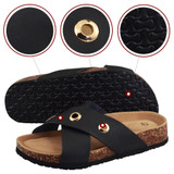 VLLY Women's Cork Sandals Slip-On Suede Slides