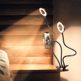Clamp-On LED Selfie Ring Light with Cell Phone Holder