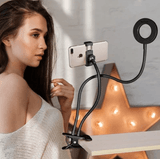 Clamp-On LED Selfie Ring Light with Cell Phone Holder