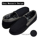 Men's Leather Casual Pile Lined Microsuede Indoor Outdoor Slip On Moccasin Slippers