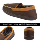 Men's Leather Casual Pile Lined Microsuede Indoor Outdoor Slip On Moccasin Slippers