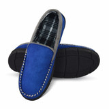 Men's Leather Casual Pile Lined Microsuede Indoor Outdoor Slip On Moccasin Slippers
