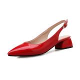 Women Pumps High Heels Shoes Female Fashion Patent leather Thick Heel Ladies Shoe Buckle Strap Pointed Toe Wedding Shoes Heels