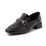 FEDONAS Spring Autumn Women Solid Classic Pumps Metal Decoration Square Toe Med Heels Single Shoes Genuine Leather Shoes Woman