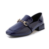 FEDONAS Spring Autumn Women Solid Classic Pumps Metal Decoration Square Toe Med Heels Single Shoes Genuine Leather Shoes Woman