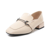 FEDONAS Spring Autumn Women Solid Classic Pumps Metal Decoration Square Toe Med Heels Single Shoes Genuine Leather Shoes Woman