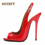 SDTRFT ladies Stilettos 13cm thin high heels sexy Cosplay Buckle pumps women's wedding shoes sapato feminino Plus:45 46 47 48