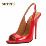 SDTRFT ladies Stilettos 13cm thin high heels sexy Cosplay Buckle pumps women's wedding shoes sapato feminino Plus:45 46 47 48