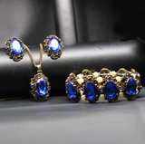 Vintage Jewelry Crystal Bronze Plated Set