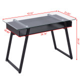 Modern Glass Top Computer Desk PC Laptop