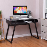 Modern Glass Top Computer Desk PC Laptop