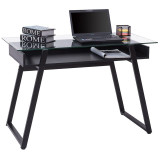 Modern Glass Top Computer Desk PC Laptop