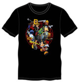 Kingdom Hearts Battle T-Shirt - Battle shows Donald Duck, Goofy, Mickey Mouse, and Sora