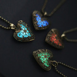 Glow In The Dark Hollow Pendant Charm Heart Necklace
