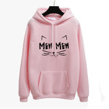Autumn Winter Office Lady cat MEW Harajuku PINK Pullover Hoodies Women sweatshirt Thick Moletom Feminino Sudadera Mujer Clothes