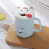 OUSSIRRO Cute Cat Ceramics Coffee Mug With Lid Large Capacity 430ml Mugs creative Drinkware Milk Tea Cups Christmas Gifts