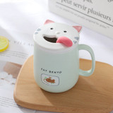 OUSSIRRO Cute Cat Ceramics Coffee Mug With Lid Large Capacity 430ml Mugs creative Drinkware Milk Tea Cups Christmas Gifts