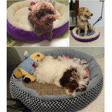 Warm Cat Bed House Round Bed Fodable Dog Sleeping Mat Pad Nest Kennel Pet Cushion Puppy Nest Shell Hiding Burger Bun for Winter