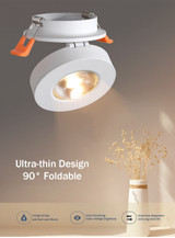 Slim Ceiling lamp Dimmable LED Downlight 5W 7W 10W 12W Round Recessed Lamp Foldable and 360 degree rotatable LED Spot Lighting