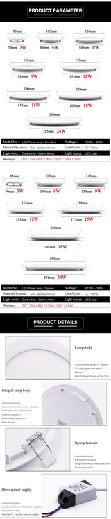 EnwYe LED Ultra thin Downlight lamp 3W 4W 6W 9W 12W 15W 18W 24W led ceiling recessed grid downlight slim round panel light