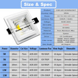 GD 4pcs COB LED Downlight Dimmable 5W 7W 10W 12W 15W COB LED Panel Light AC85-265V Recessed LED Downlights Square With Driver