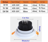 Led Downlight outdoor COB Dimmable  3w 5w 7w 10w 12w 15w  Led Ceiling Lamp Bulb Recessed downlights cob led spot light 1Pcs