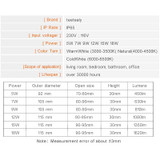 AC/DC 12V 110V Led Downlight 5W 7W 9W 12W 15W 18W Ceiling Recessed Grid Downlights Round Lamp