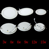 Dimmable Ultra thin 10pcs/lot 3W/4W/6W/9W/12W/15W/25W LED Ceiling Recessed Grid Downlight/Slim Round Panel Light