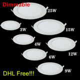 Dimmable Ultra thin 10pcs/lot 3W/4W/6W/9W/12W/15W/25W LED Ceiling Recessed Grid Downlight/Slim Round Panel Light