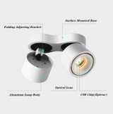 Dimmable Folding Rotating 360° LED Downlights 14W 20W 30W COB LED Ceiling Spot Lights AC85~265V LED Wall Lamps Indoor Lighting