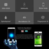 OUKITEL K6000 Pro LTE 4G Smartphone 32GB 16MP 5.5'' Android 6.0 MTK6753 Octa Core 1.3GHZ RAM 3GB 6000mAh1920x1080 Mobile Phone