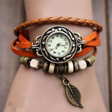 OTOKY Fashion Leather Bracelet Watch Women Casual Dress Vintage Leaf Beads Wristwatch Luxury Quartz women Watch #40 Gift 1pc