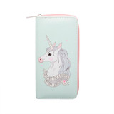 OSWEGO Cartoon Printed Unicorn Women Long Wallet Female Long Clutch Zipper Coin Purse Card Holder Phone Bag Portefeuille femme