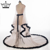 Ostrich Feathers  Long Robes With Fur  Wedding Dress 2017