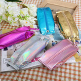 Osmond Women Cosmetic Bag Fashion Colorful Hologram Laser Lady Makeup Bags Leather Zipper Long Cosmetic Cases For Girls Pouch