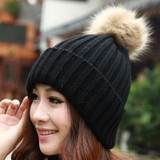 Hat Female Classic Tight Knitted Faux Fur Pom Poms  Women Cap Winter Beanie  Headdress Head Warmer Women's Skullies Beanies