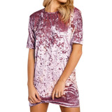 harupink Short Sleeve Velvet Short Casual Women Dress 2017 New Fashion Women Clothing Elegant Party dresses