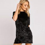 harupink Short Sleeve Velvet Short Casual Women Dress 2017 New Fashion Women Clothing Elegant Party dresses