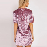 harupink Short Sleeve Velvet Short Casual Women Dress 2017 New Fashion Women Clothing Elegant Party dresses