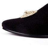 Harpelunde Men Flats Animal Buckle Dress Shoes Black Velvet Loafers Prince Albert Slippers Size 7-14