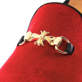 Harpelunde Buckle Strap Men Wedding Shoes Red Velvet Loafers Comfortable Flat Shoes Size 7-14