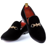 Harpelunde Buckle Strap Men Wedding Shoes Red Velvet Loafers Comfortable Flat Shoes Size 7-14