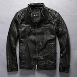 harley motorcycle rider jacket mens leather jacket man's genuine cowhide embroidery skull leather jacket slim