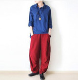 Harem Pants Spring 2017 New Solid Color Women Trousers  Cotton Linen Origianl Loose Plus Size Casual Long Pants Elastic Waist