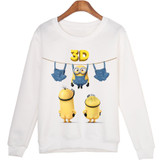 Harajuku Women Sweatshirts Jumper Cut Christmas Minions Print Casual Hoody Funny Long Sleeve White O-Neck Hoodies