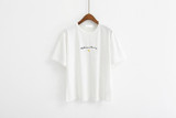 Harajuku Women Tshirts 2018 New Cute Moon Embroidery Printed Short Sleeve T-shirt Woman Summer All-match Casual Tops